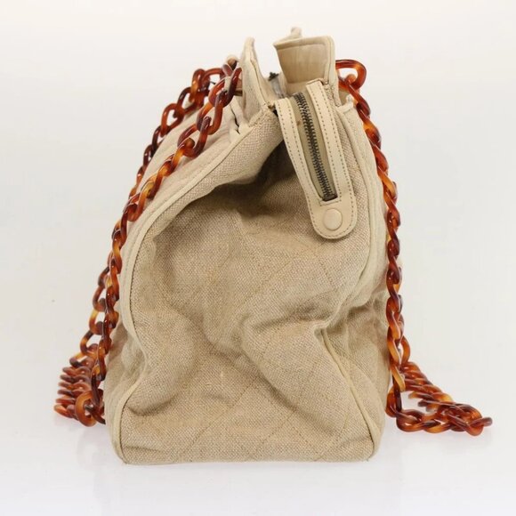 CHANEL Tote Bag Canvas Beige CC Auth 69969 - Picture 4 of 16